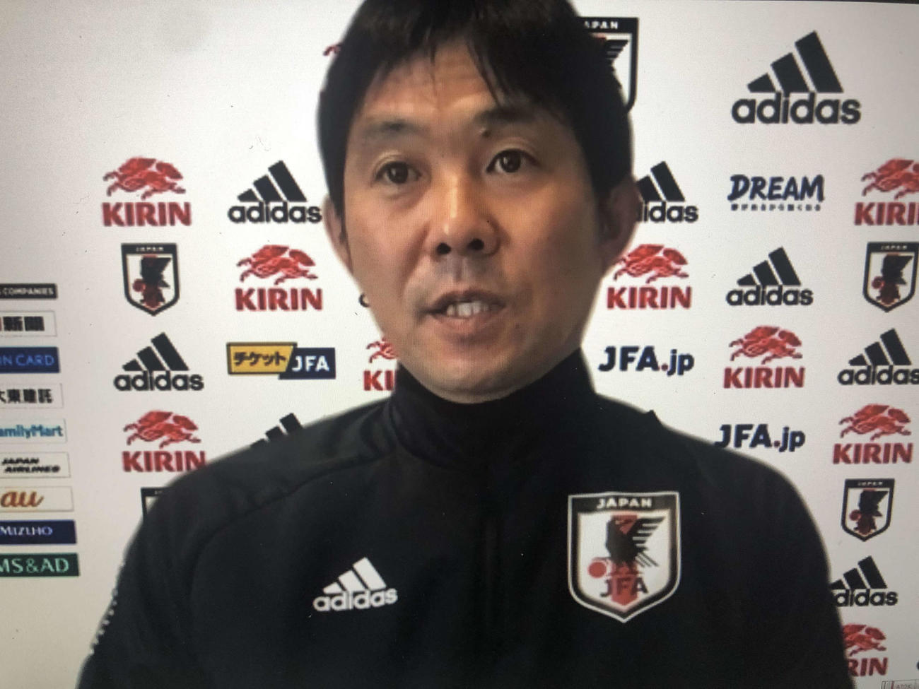 オンラインで会見に出席した日本代表の森保監督