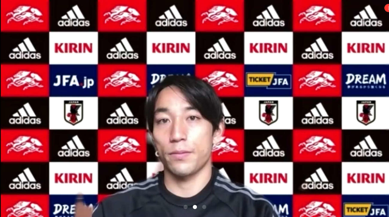 オンライン取材に応じる日本代表MF三好康児