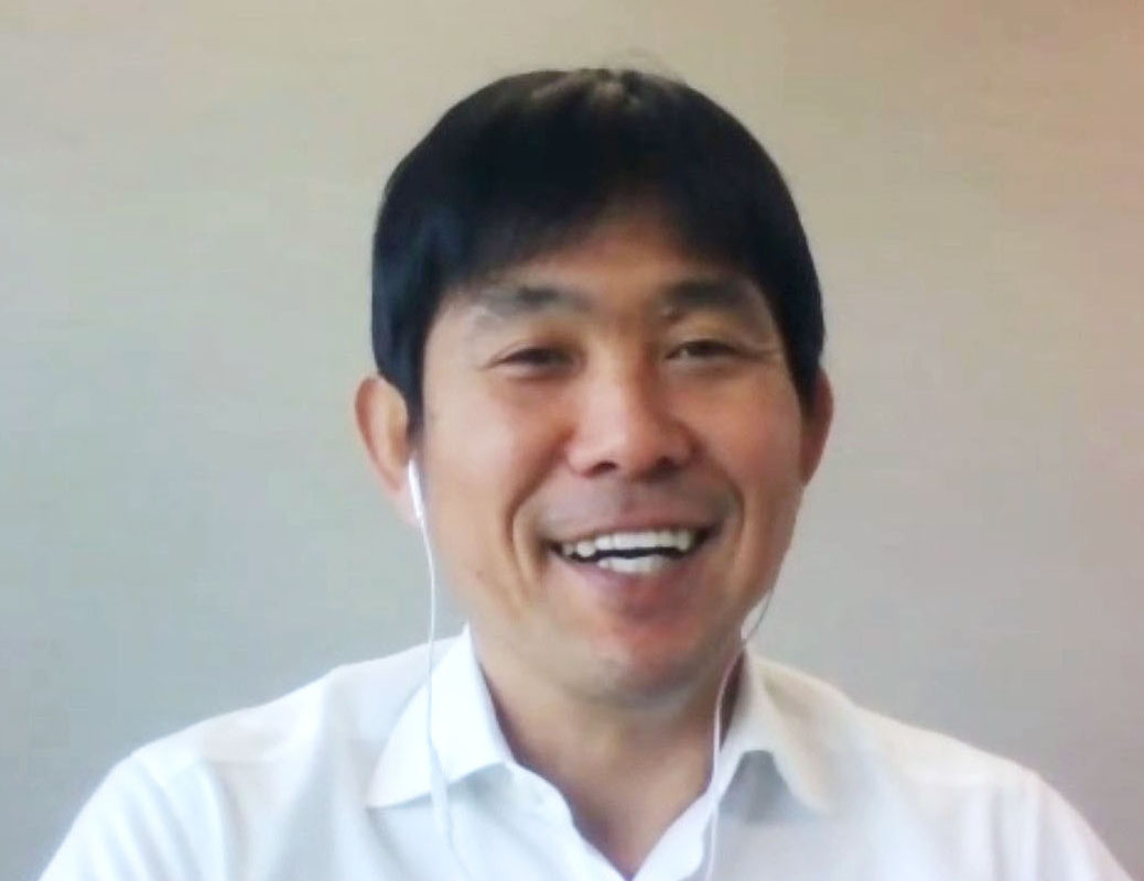 オンライン取材に応じるサッカー日本代表の森保監督（共同）