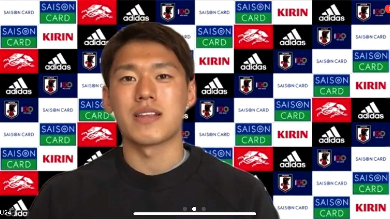 オンライン取材に応じる、U－24日本代表GK沖悠哉