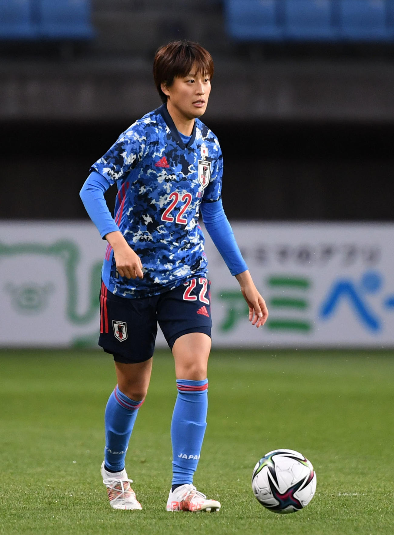 日本対パラグアイ　後半、ドリブルする宝田（撮影・横山健太）