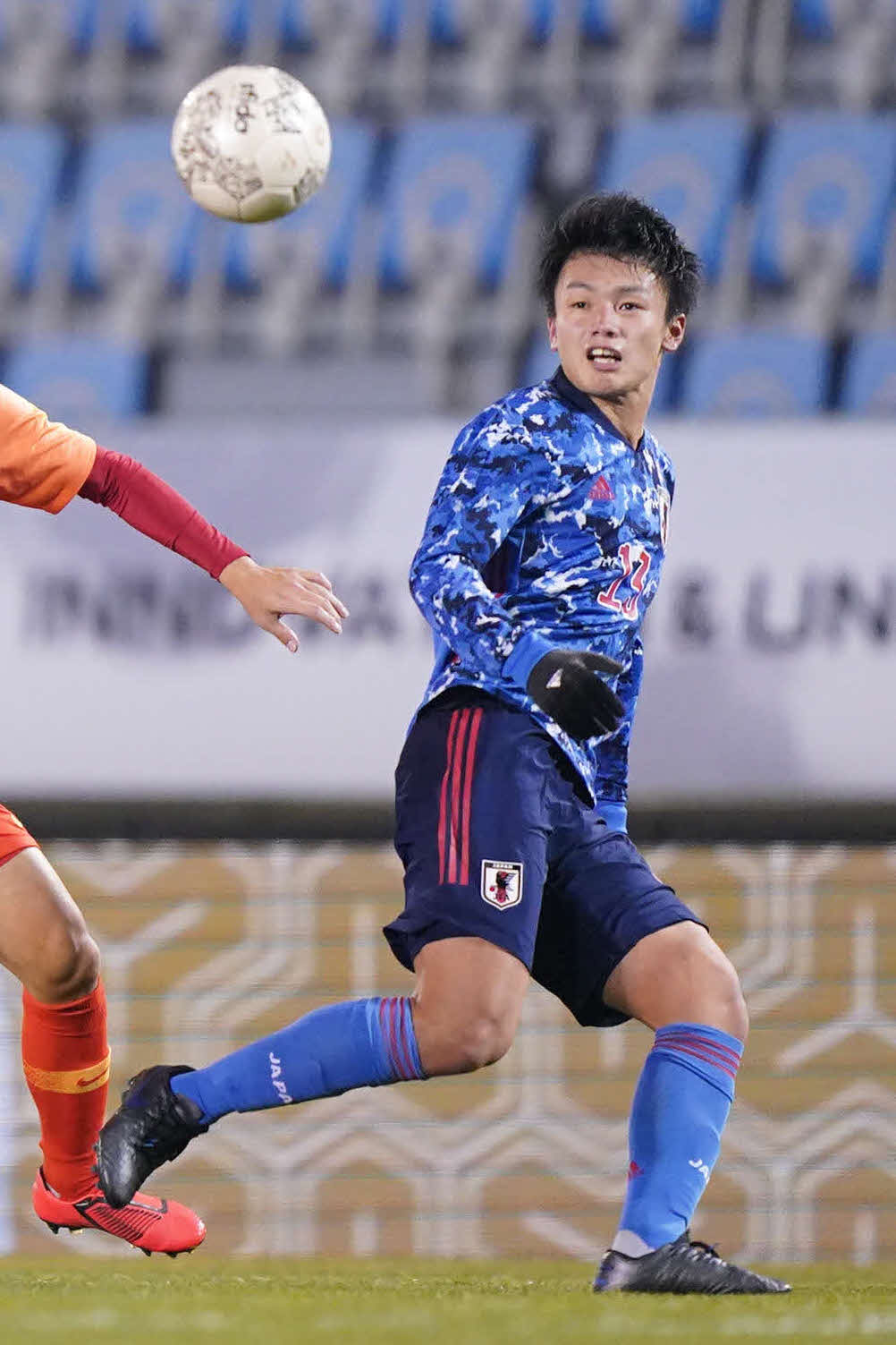 サッカー男子東アジアE－1選手権での上田綺世（2019年12月撮影）