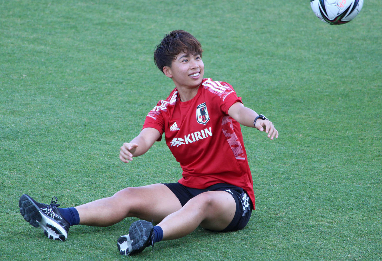 なでしこジャパン合宿2日目、チームに合流したFW田中美南は1人別メニュー調整を行った（2021年6月8日撮影）