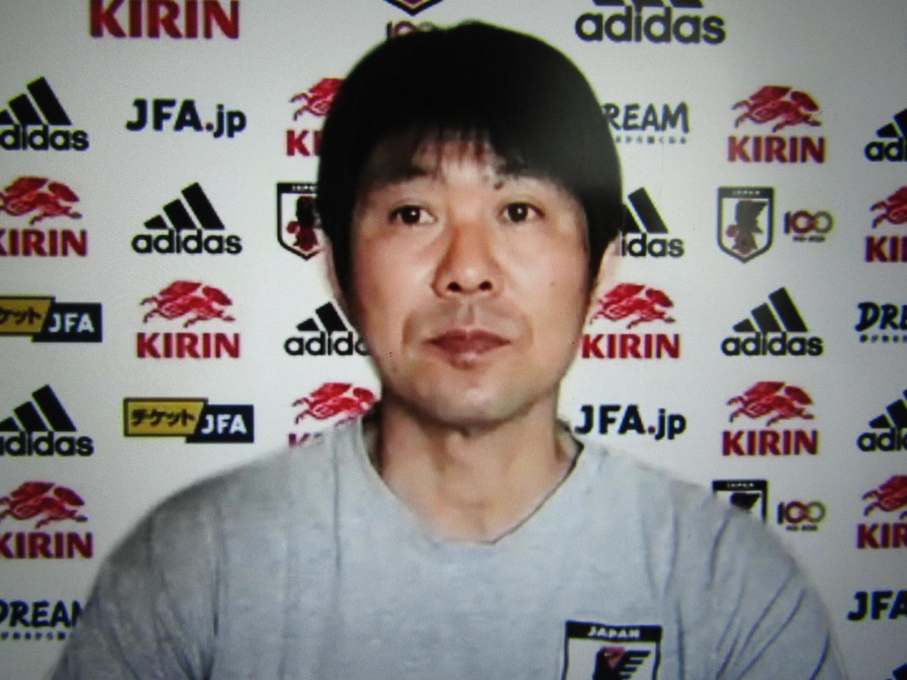 オンライン取材に応じる日本代表森保一監督