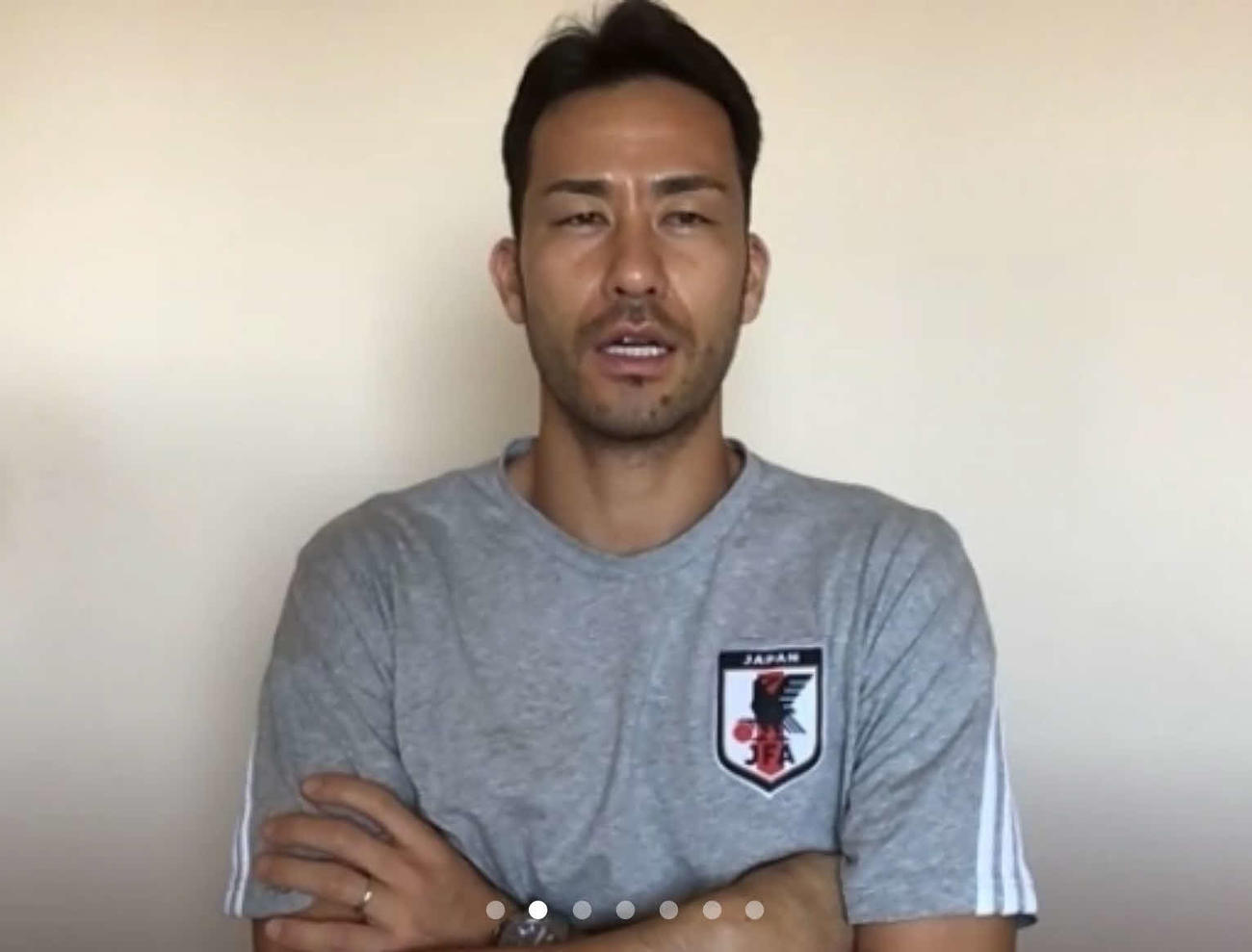オンライン取材に応じる日本代表DF吉田麻也