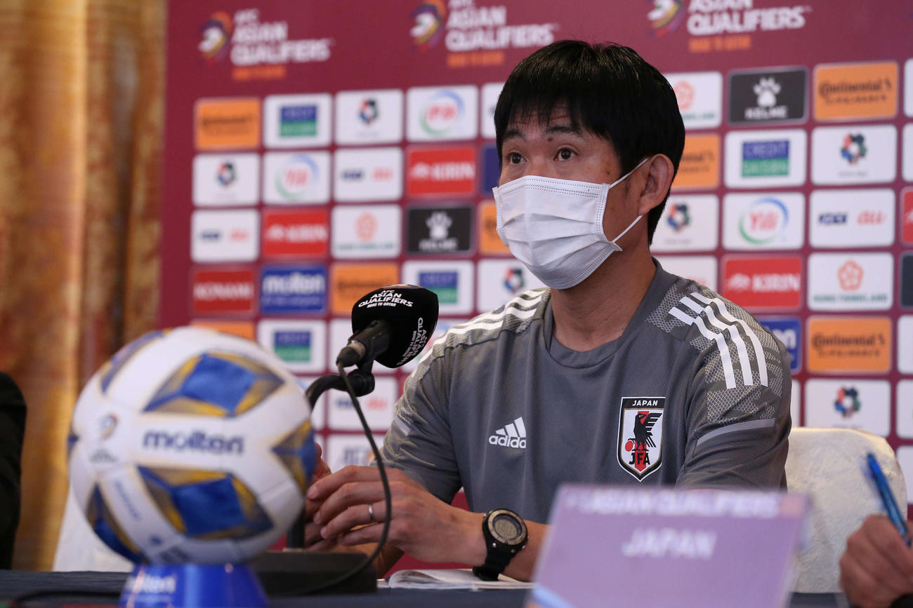 ベトナム戦を前に記者会見する森保監督＝ハノイ（C）JFA