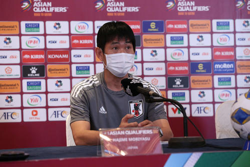 ベトナム戦を前に記者会見する森保監督＝ハノイ（C）JFA