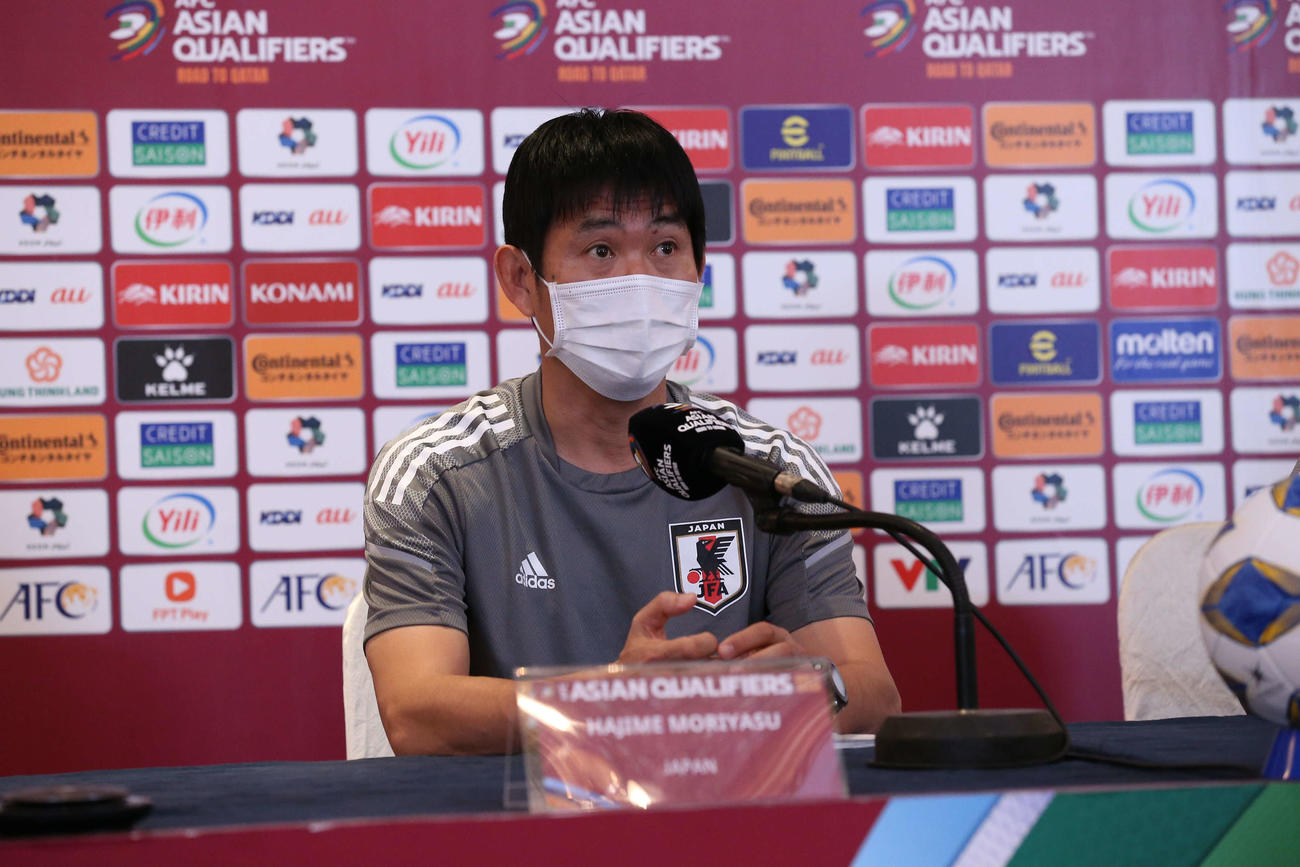 ベトナム戦を前に記者会見する森保監督＝ハノイ（C）JFA