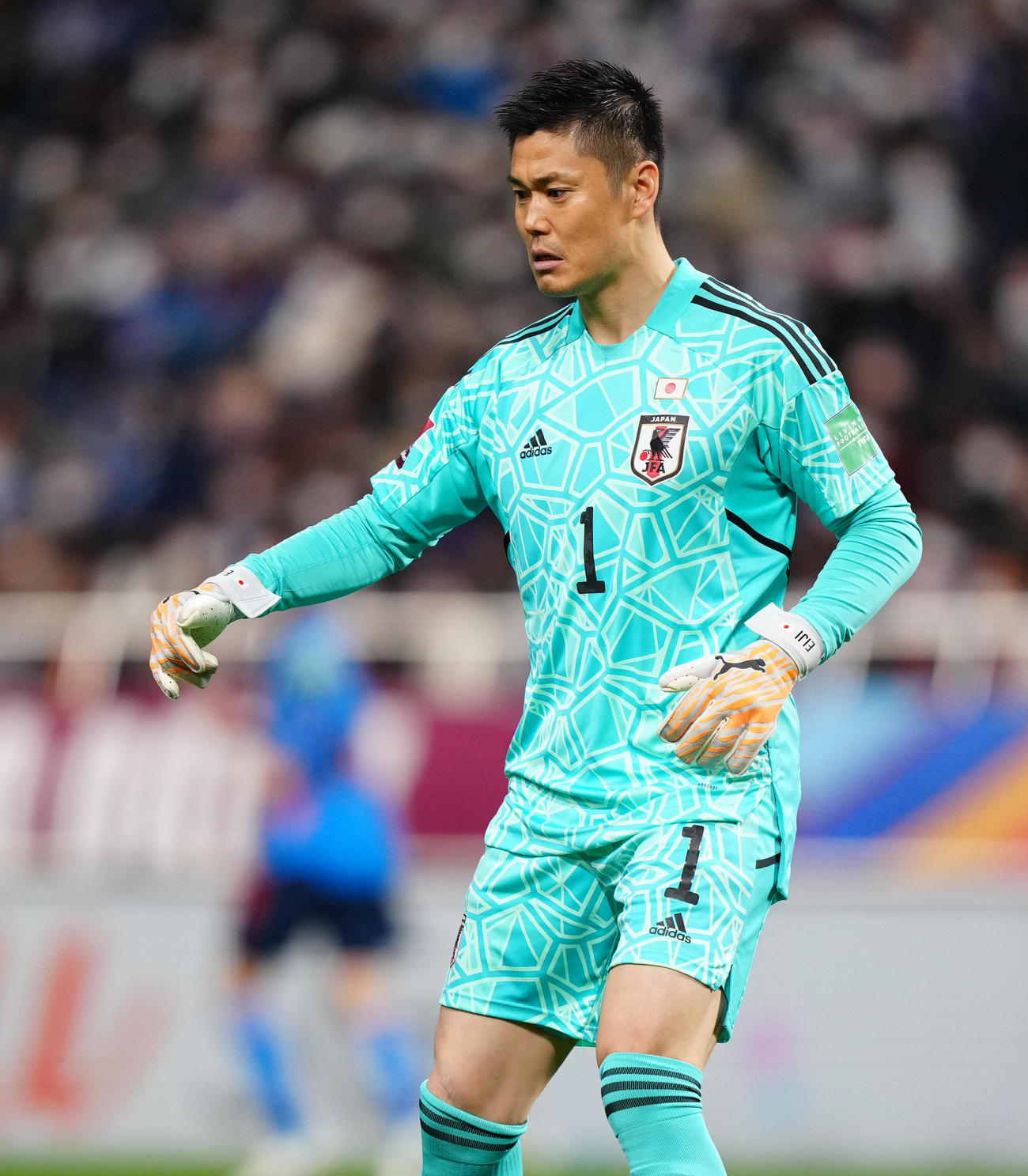 日本対ベトナム　ゴールを守るGK川島永嗣（2022年3月29日撮影）