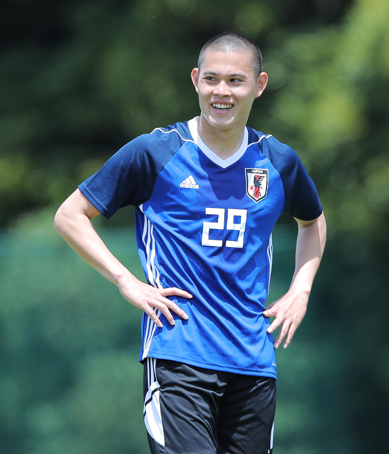 U－21日本代表候補合宿で全日本大学選抜との練習試合に臨む中島（撮影・河田真司）