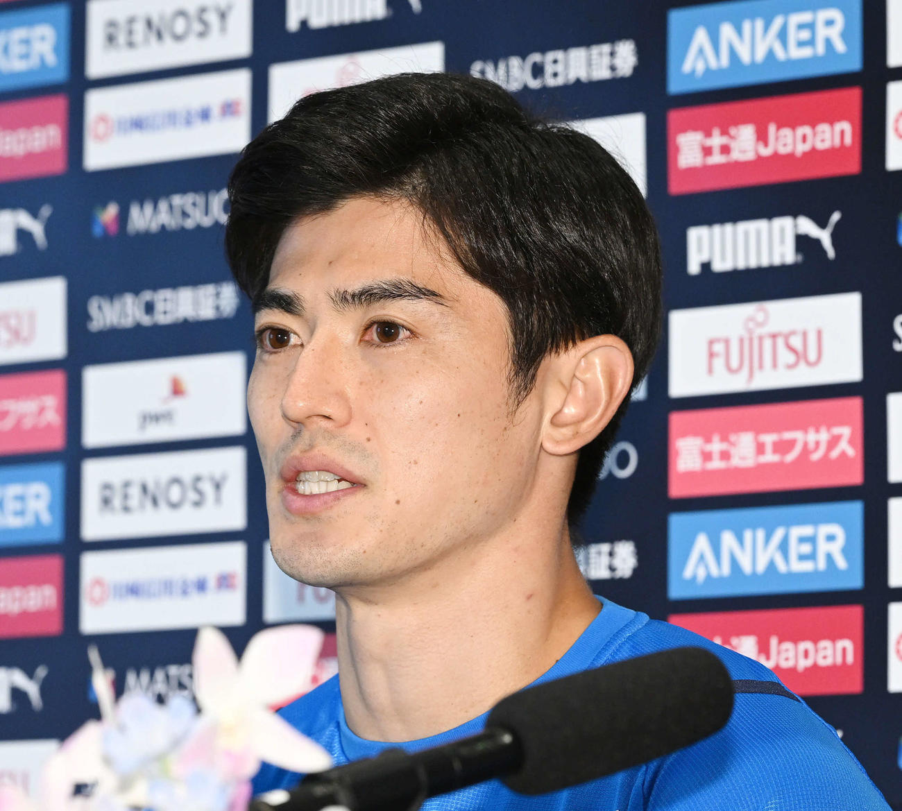 W杯日本代表に選ばれ会見する川崎F谷口（撮影・滝沢徹郎）