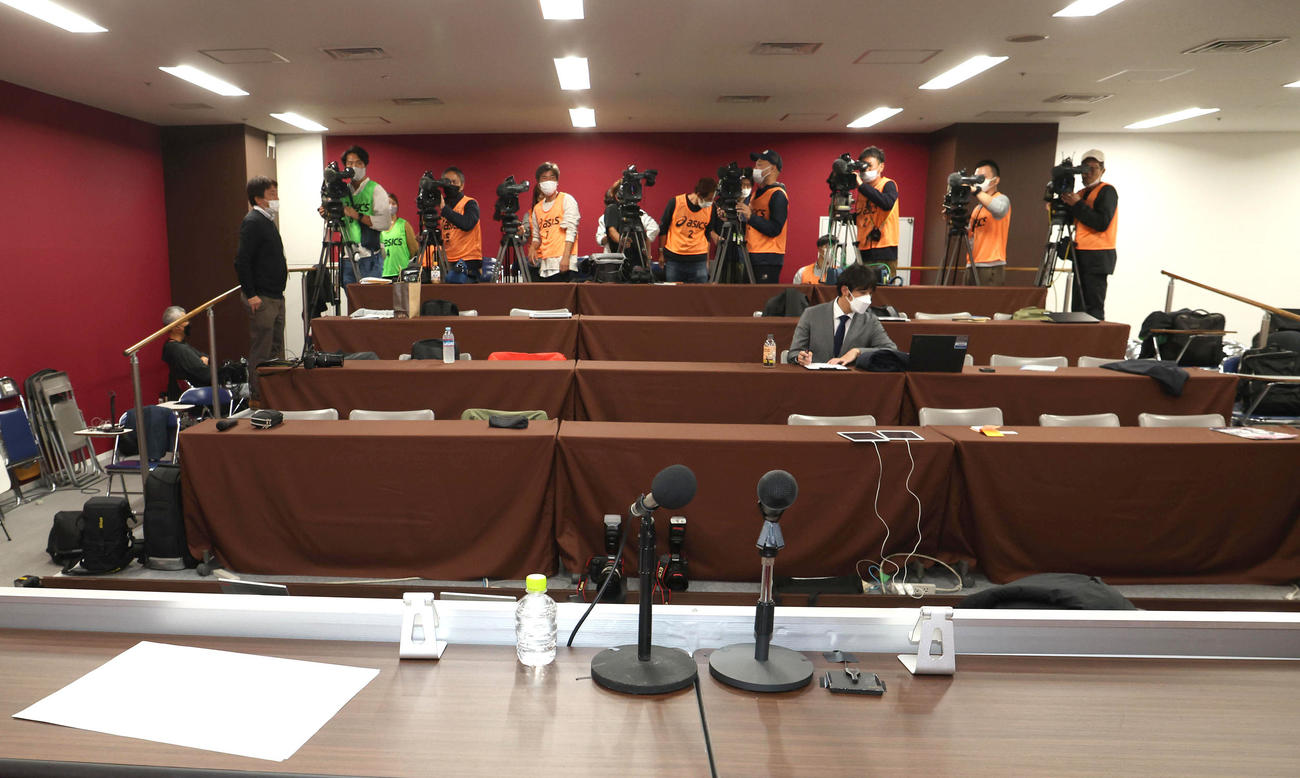 サッカーW杯カタール大会、日本代表に神戸大迫は選出されず会見に現れる事はなかった（撮影・白石智彦）