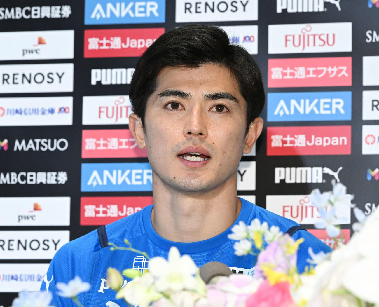 W杯日本代表に選ばれ会見する川崎F谷口（撮影・滝沢徹郎）