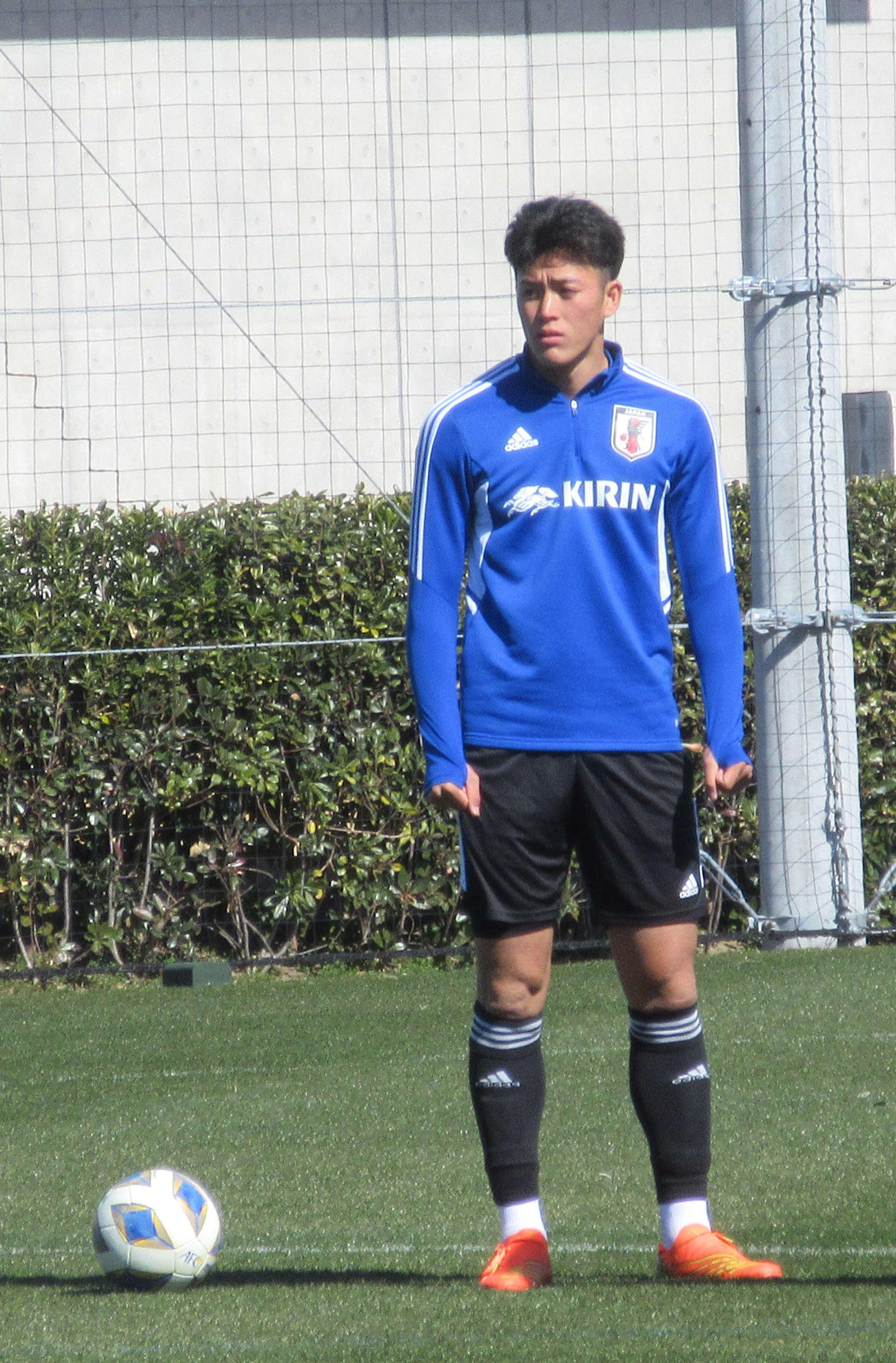 トレーニングを行うU－20日本代表FW熊田（撮影・磯綾乃）