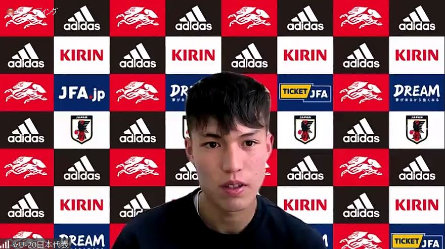 U－20アジア杯初戦の中国戦を翌日に控え、オンライン取材に応じたU－20日本代表DF高橋