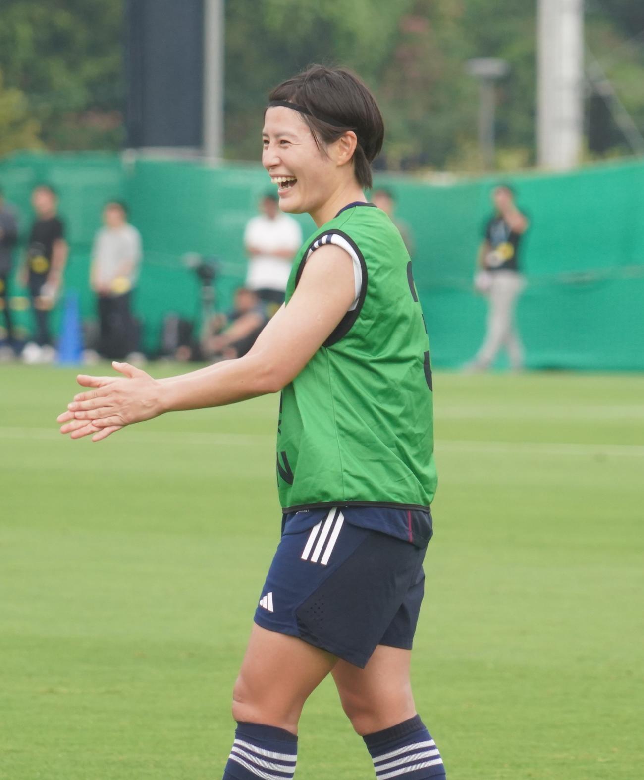女子W杯オーストラリア・ニュージーランド大会に向けた合宿に臨む猶本光（撮影・佐藤成）