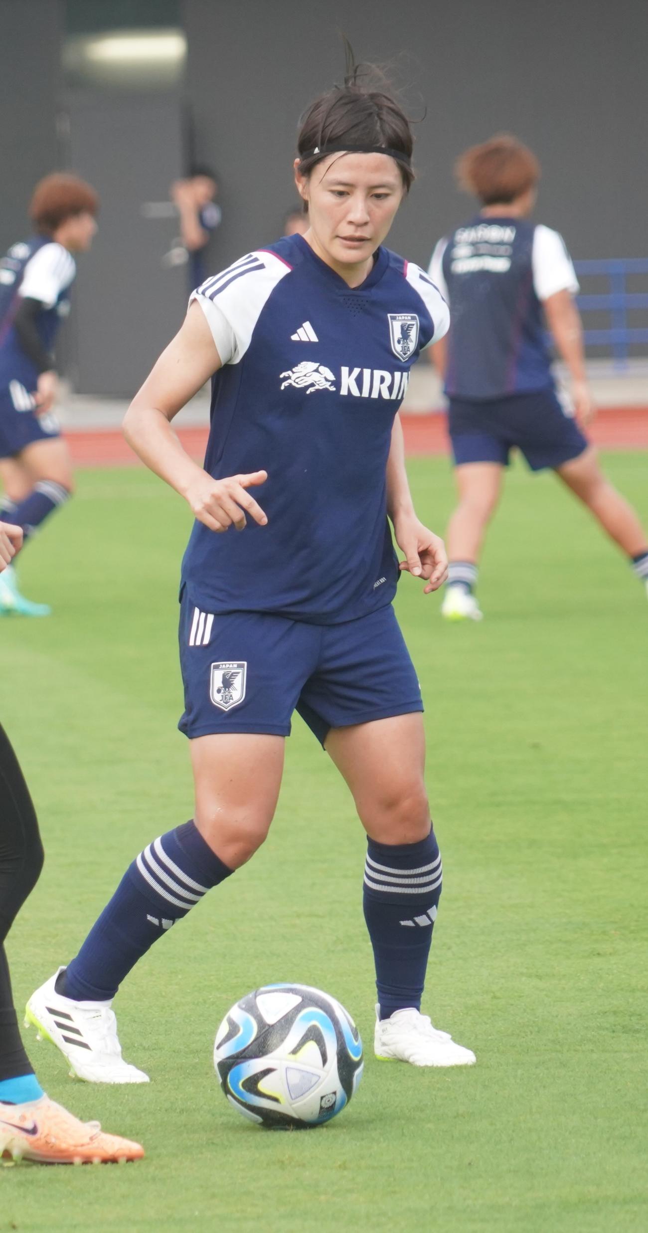 女子W杯オーストラリア・ニュージーランド大会に向けた合宿に臨む猶本光（撮影・佐藤成）