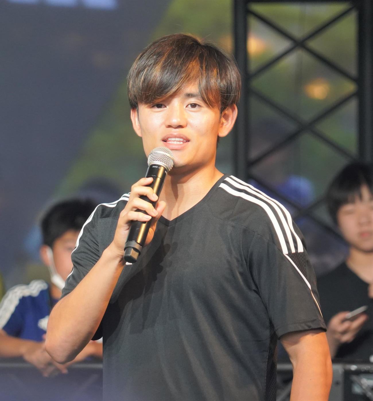 アディダスのトークイベントに出席したサッカー日本代表MF久保建英（撮影・佐藤成）