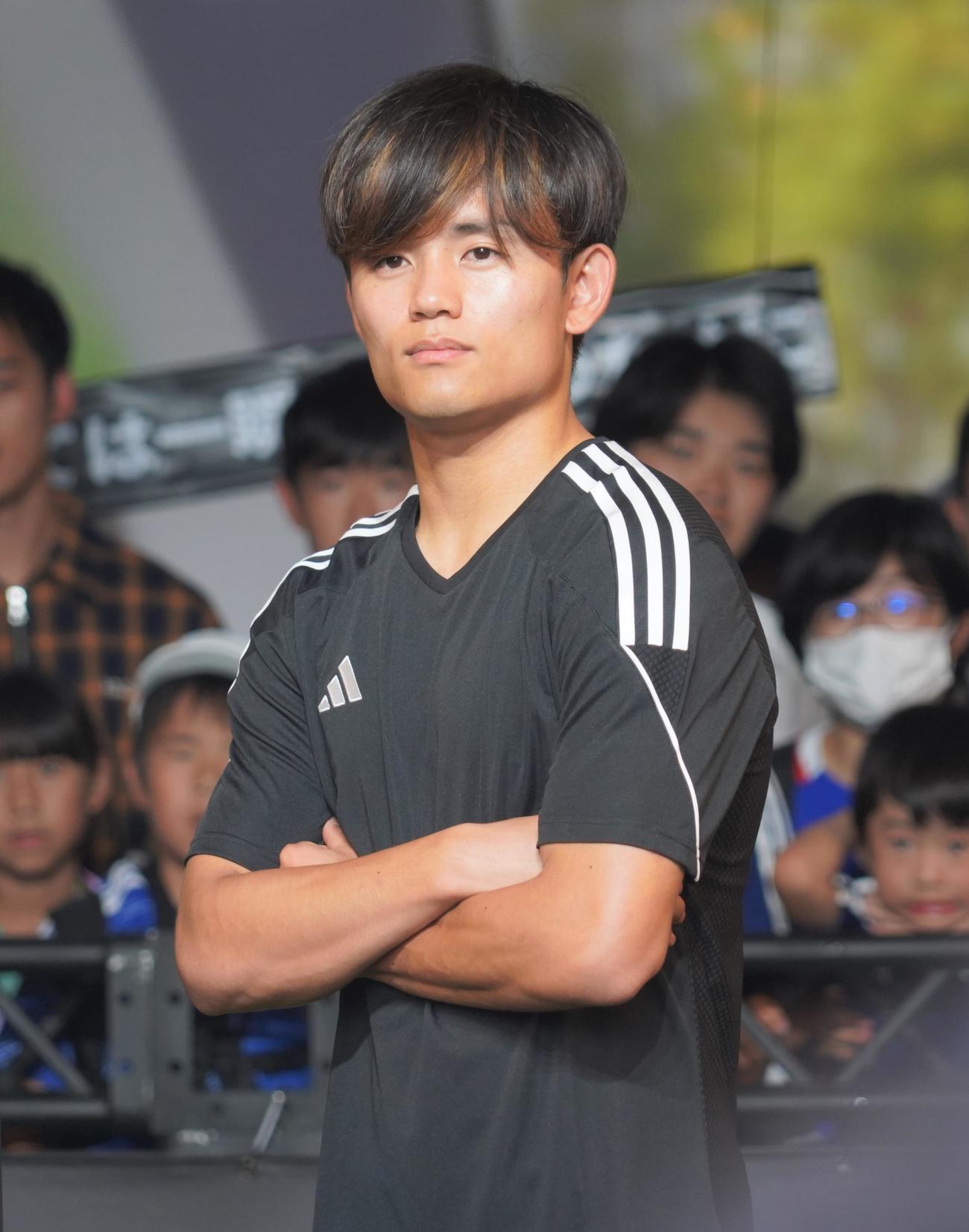 アディダスのトークイベントに出席したサッカー日本代表MF久保建英（撮影・佐藤成）