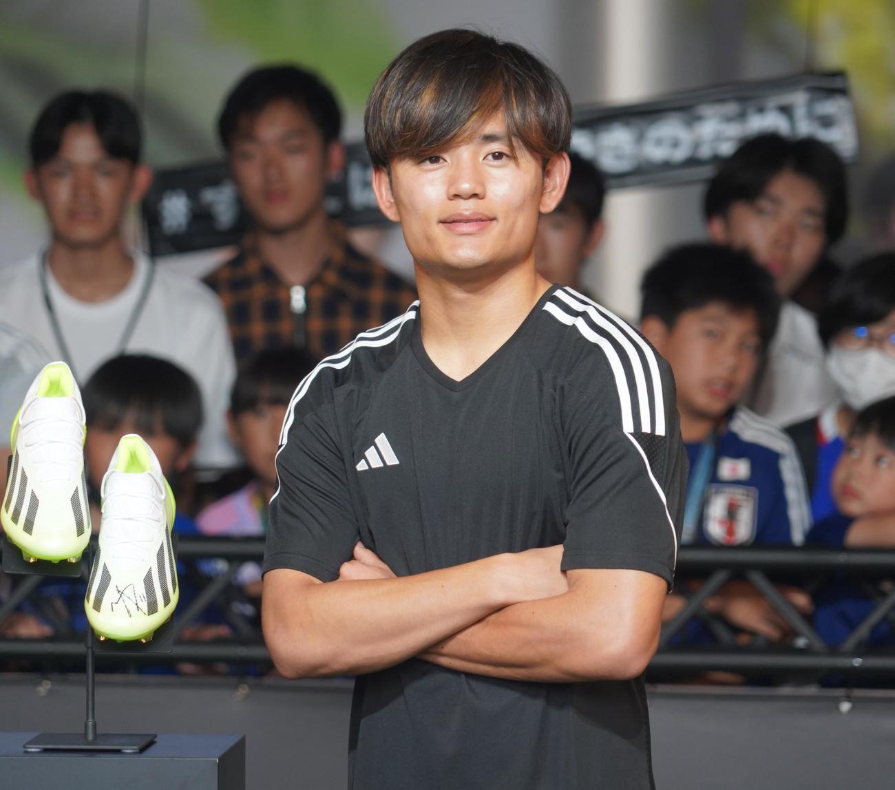 アディダスのトークイベントに出席したサッカー日本代表MF久保建英（撮影・佐藤成）