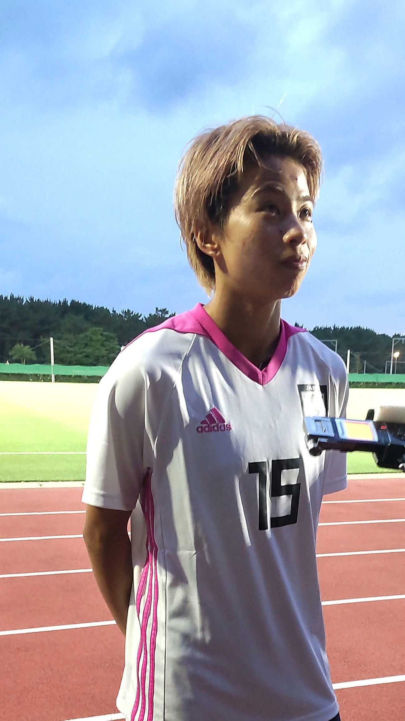 1トップとして先発し、2ゴールをマークした田中美は試合後、メディアに対応した