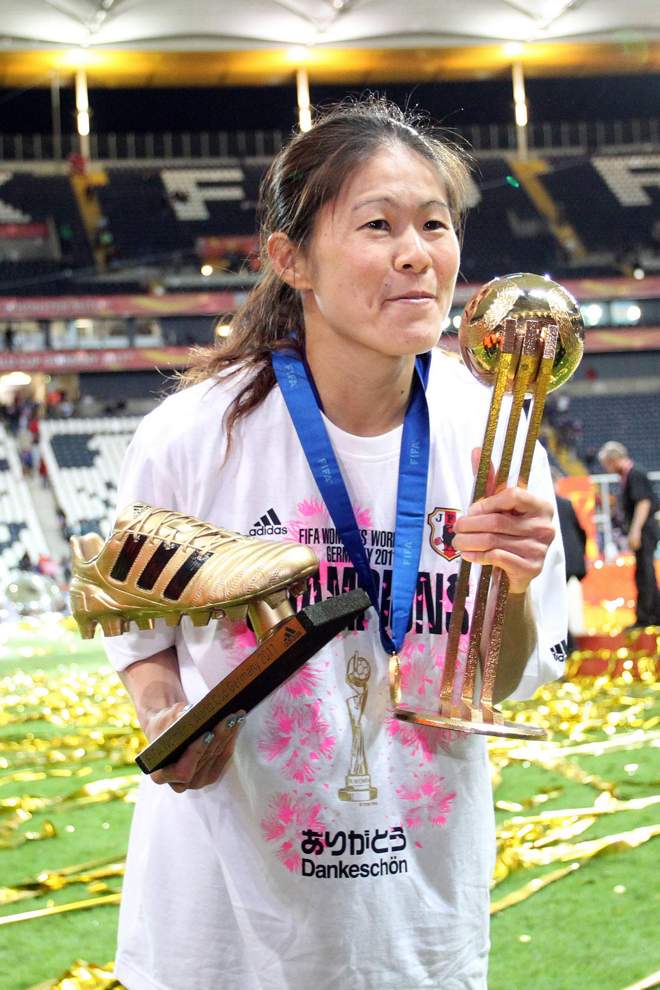 11年7月、W杯ドイツ大会で得点王とMVPを受賞した澤