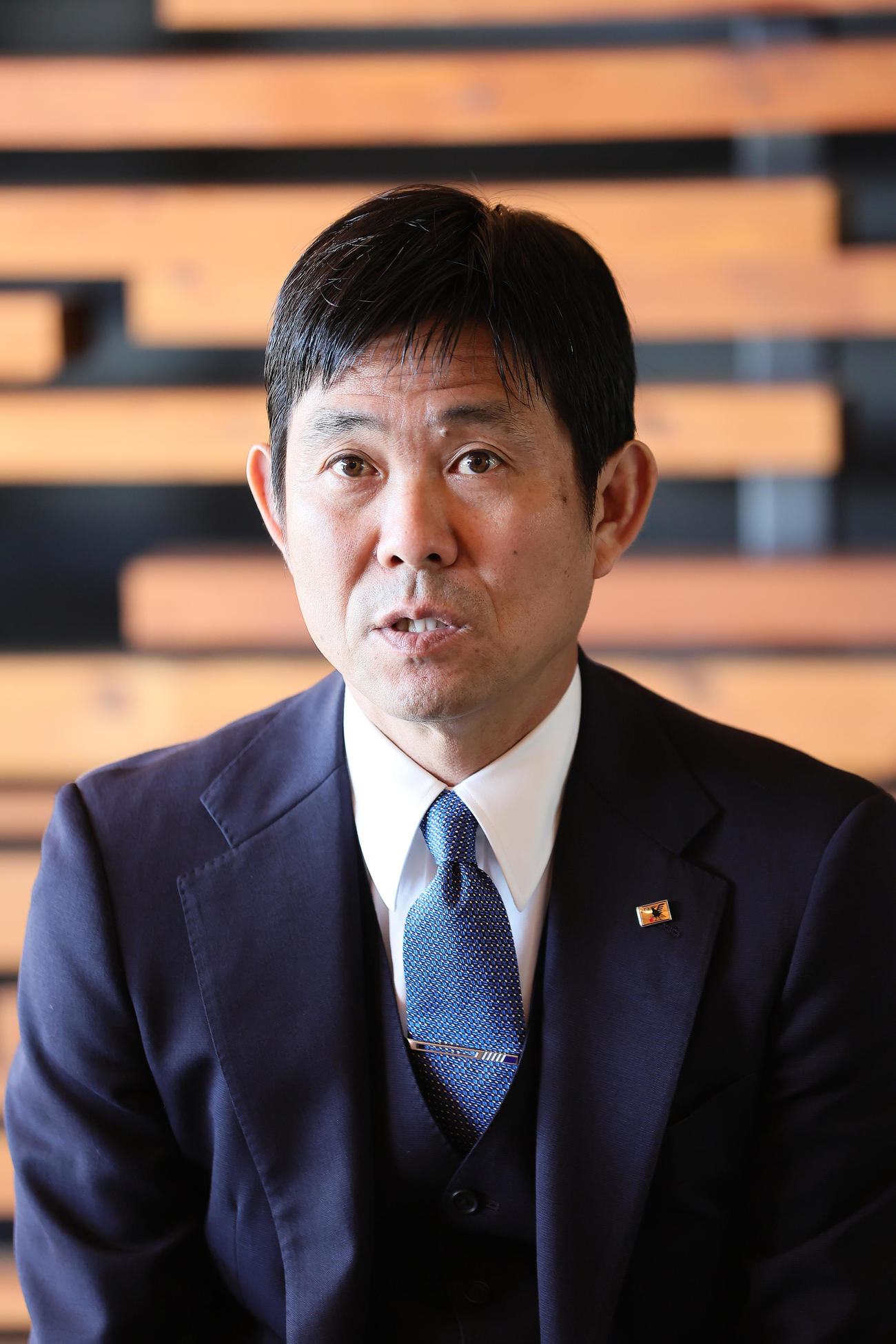 2024年の意気込みを語った日本代表の森保監督（撮影・足立雅史）