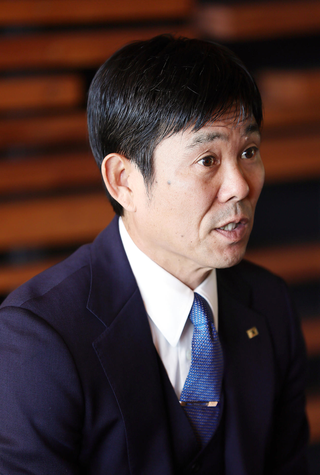 2024年の意気込みを語った日本代表の森保監督（撮影・足立雅史）