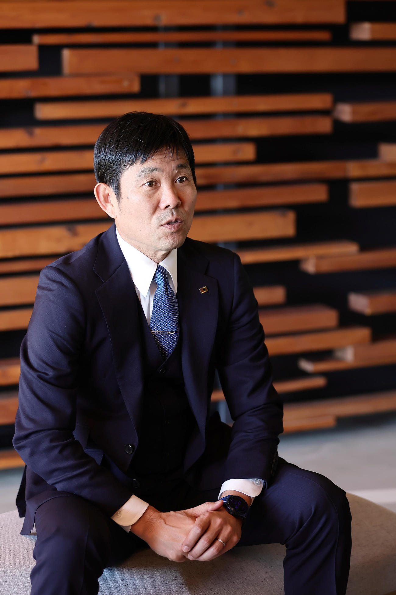 2024年の意気込みを語った日本代表の森保監督（撮影・足立雅史）