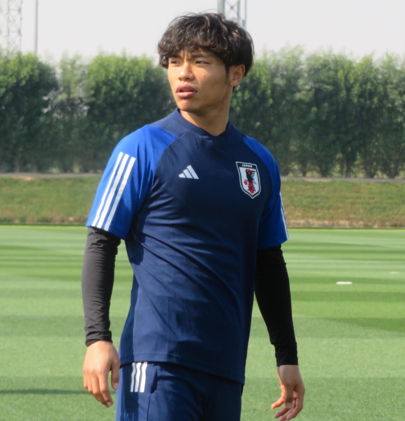 アジア杯カタール大会に臨む日本代表MF旗手怜央（撮影・佐藤成）