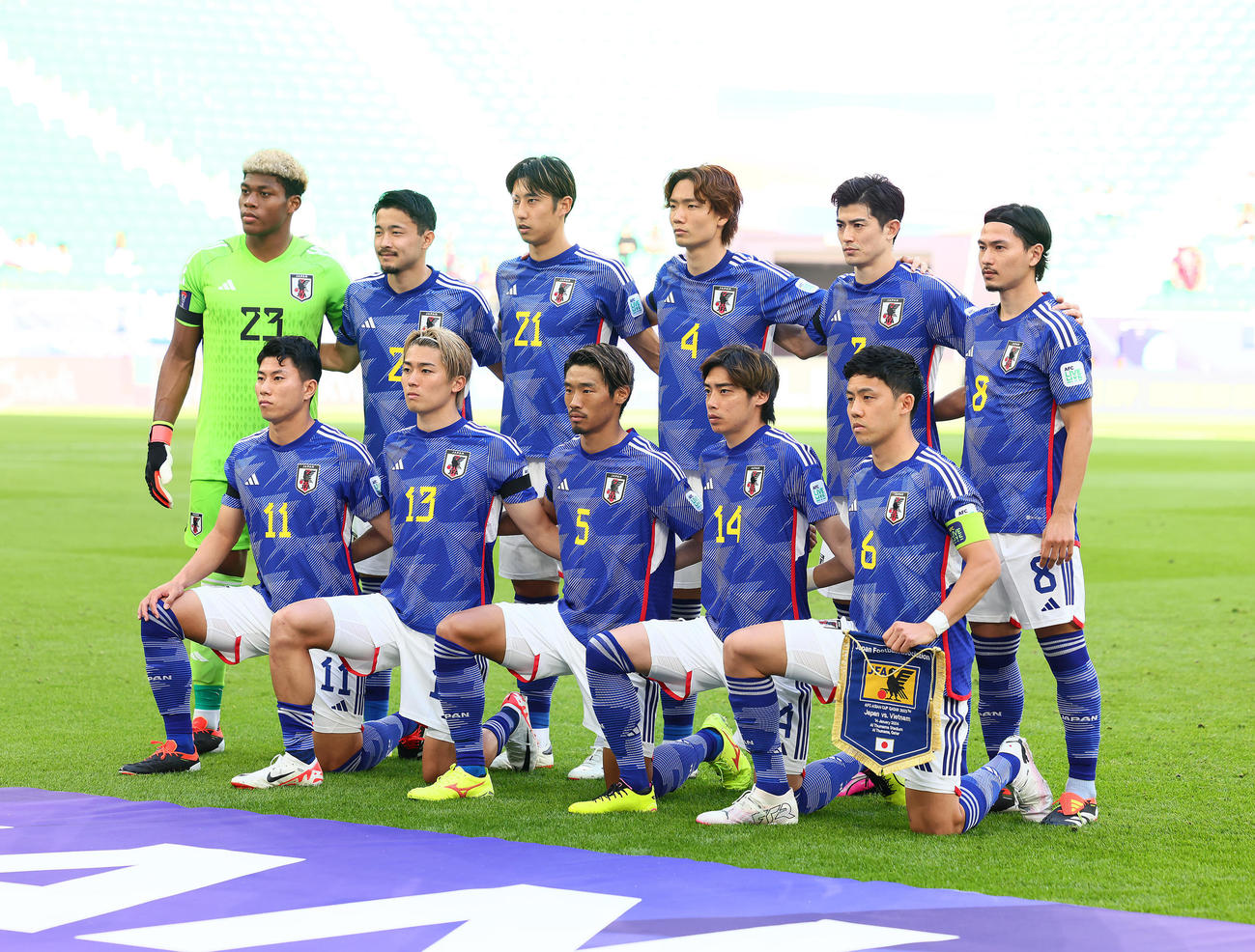 日本対ベトナム　試合に臨む日本代表のスタメン（撮影・足立雅史）