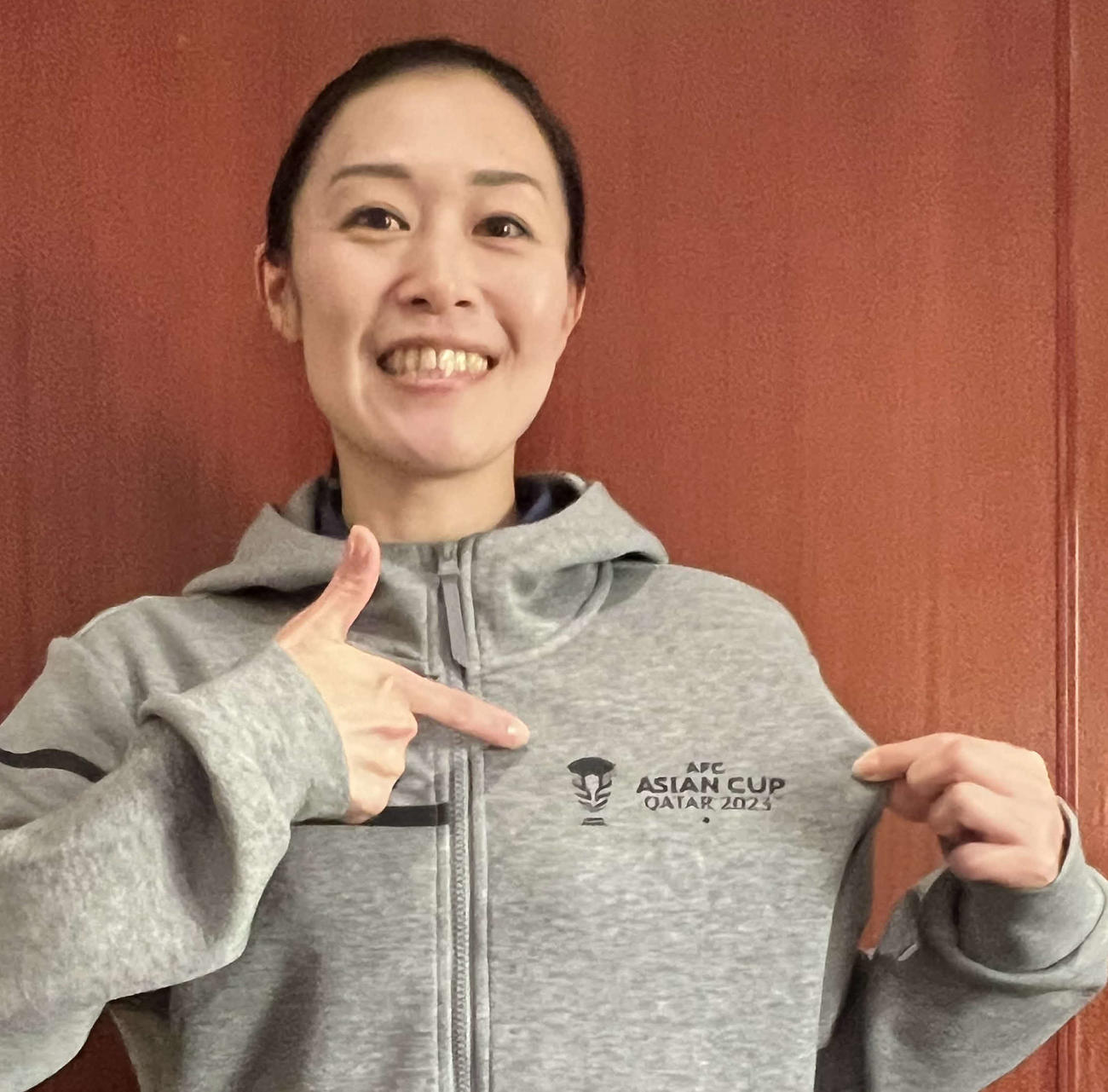 アジア杯史上初の女性主審を務めた山下良美審判員（撮影・佐藤成）
