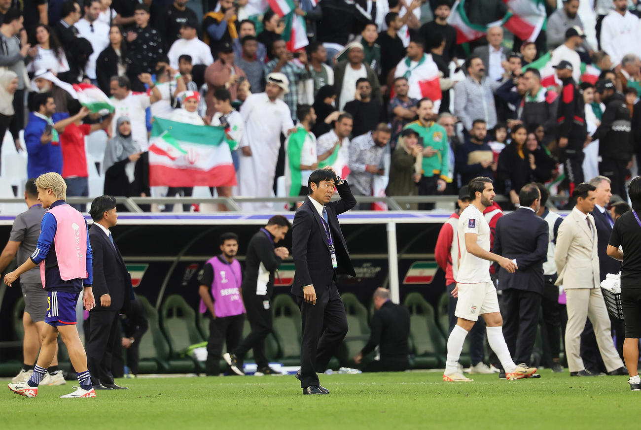 日本対イラン　試合に敗れた森保監督（撮影・足立雅史）