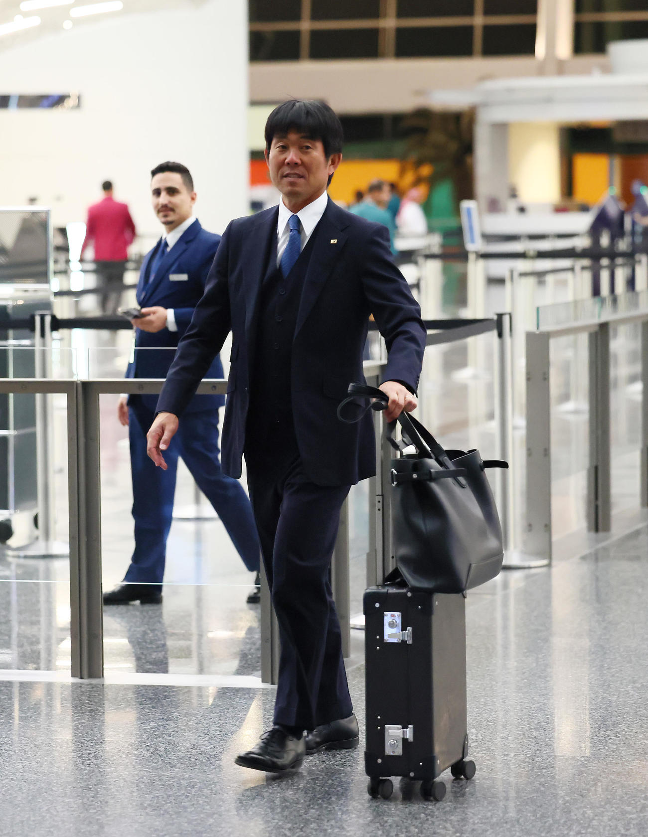 大会を終え、カタールを後にする森保監督（撮影・足立雅史）
