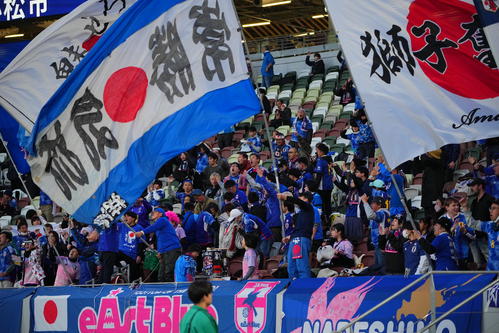 日本対北朝鮮　試合前、盛り上がる日本サポーター（撮影・垰建太）