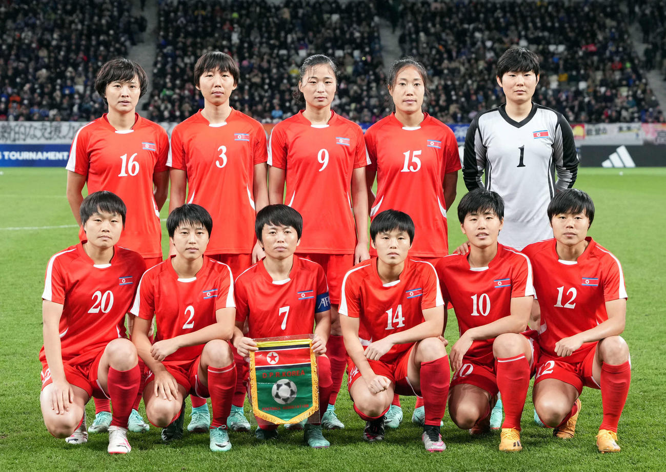 日本対北朝鮮　北朝鮮集合（撮影・たえ見朱実）