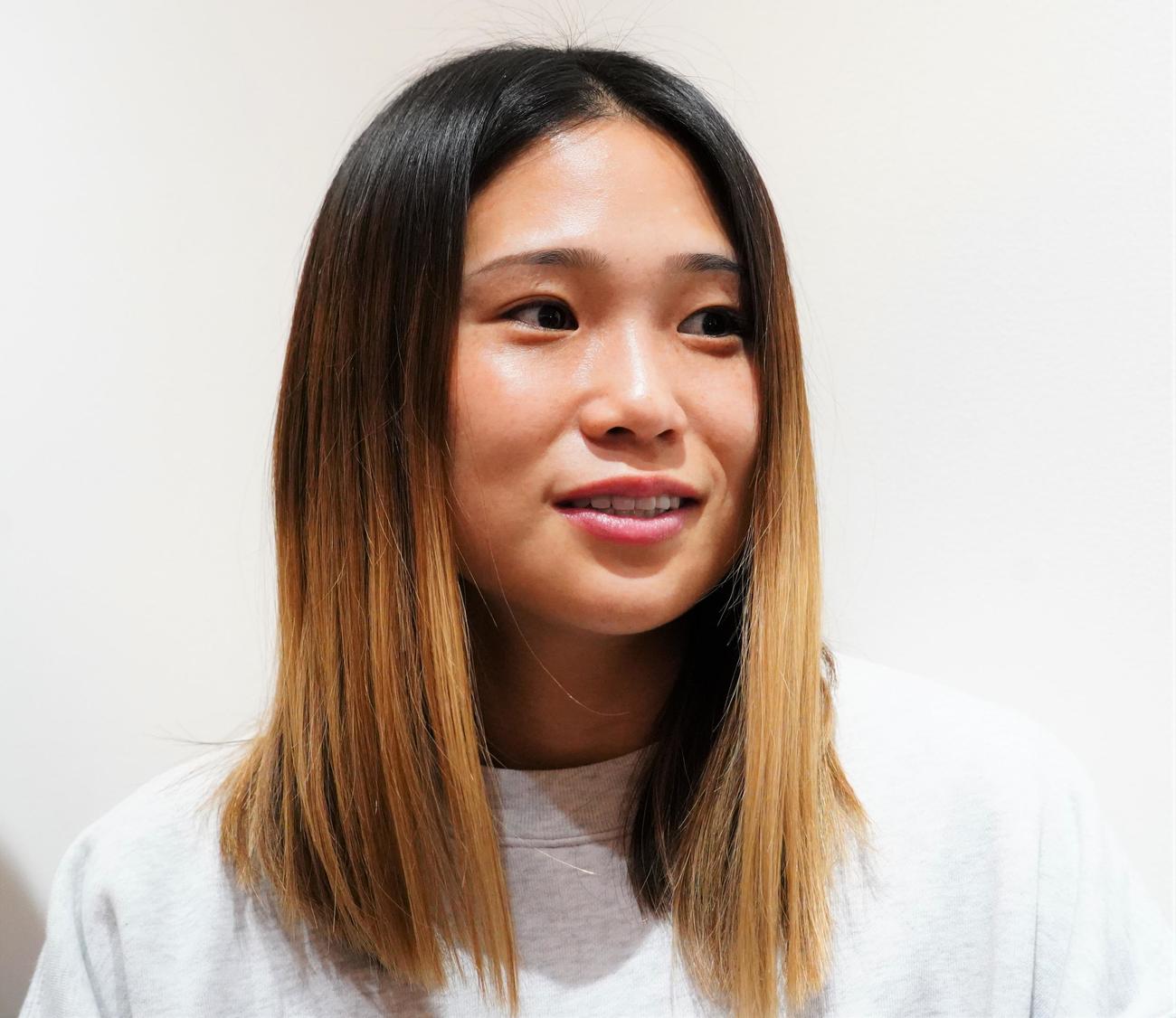 パリ五輪アジア最終予選北朝鮮戦から一夜明けて取材に応じたサッカー女子日本代表MF長野風花（撮影・佐藤成）