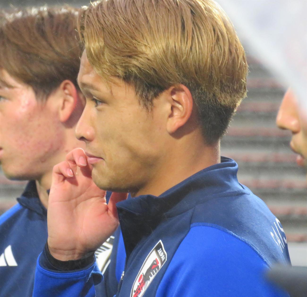 U－23ウクライナ代表との国際親善試合を控え、公式練習に臨むU－23日本代表MF松木玖生（撮影・佐藤成）