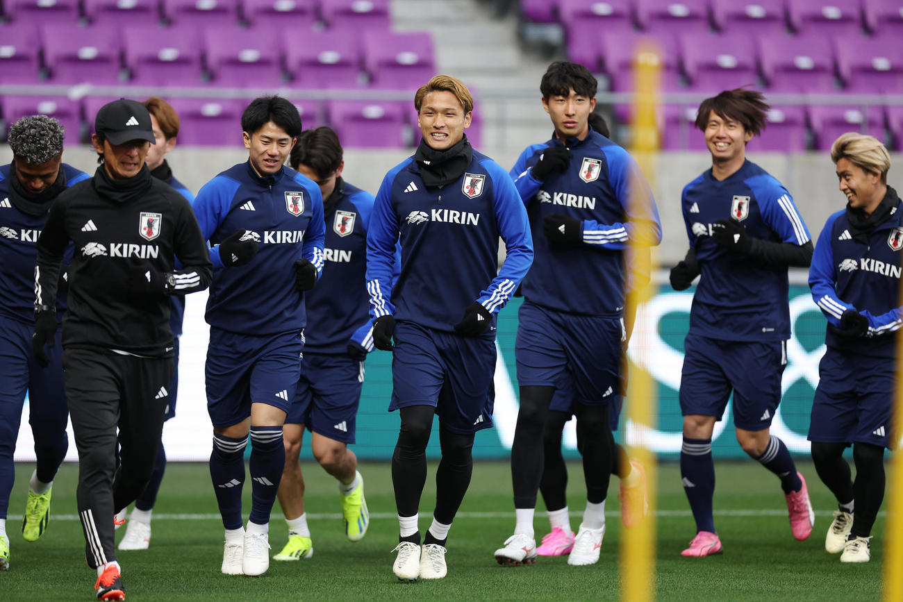 松木玖生（中央）らU－23日本代表の選手たち（2024年3月21日撮影）
