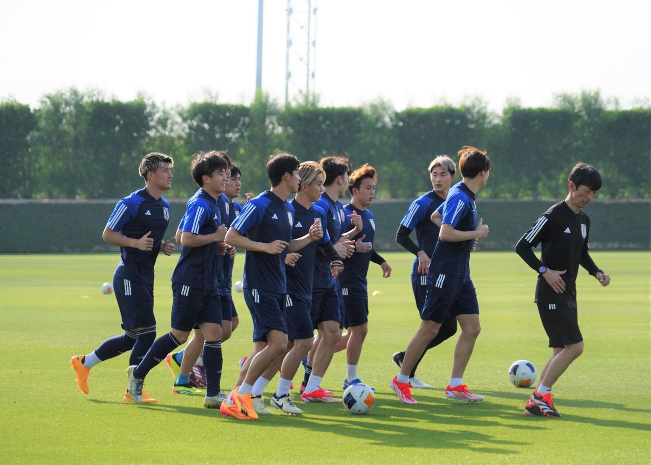 U－23アジア杯カタール大会の1次リーグ第2戦のU－23UAE代表戦に向けて調整するU－23日本代表（撮影・佐藤成）