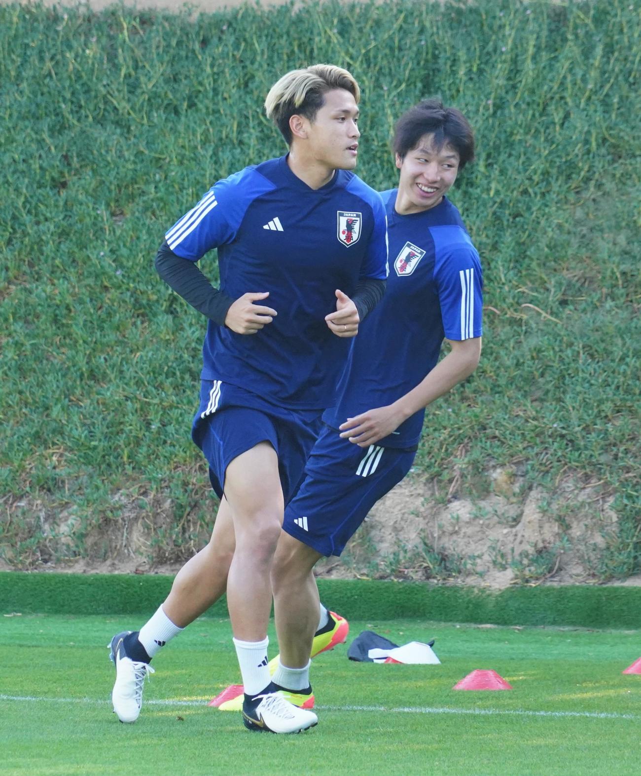 U－23アジア杯カタール大会の1次リーグ第2戦のU－23UAE代表戦に向けて調整するU－23日本代表MF松木玖生（撮影・佐藤成）