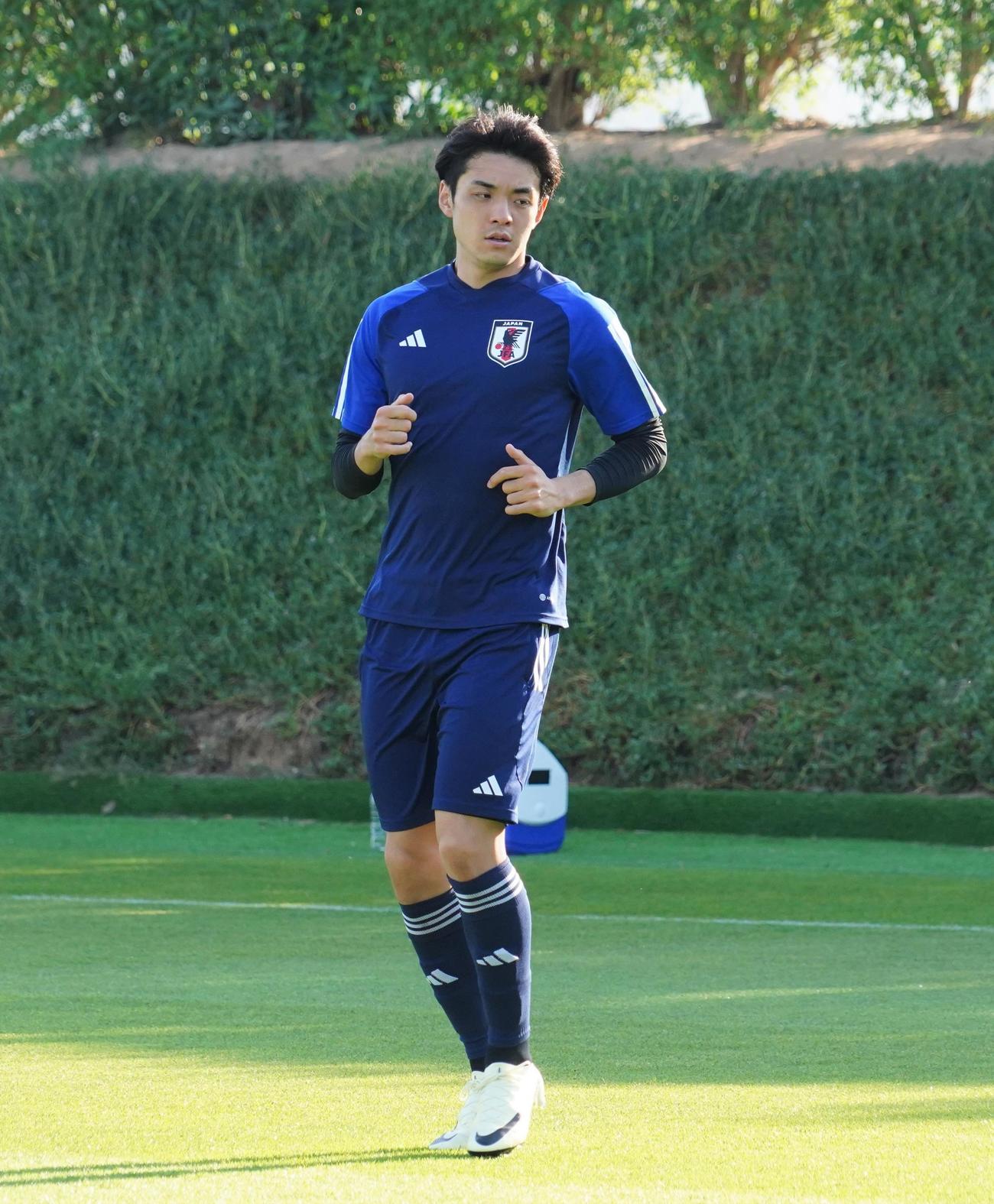 U－23アジア杯カタール大会の1次リーグ第2戦のU－23UAE代表戦に向けて調整するU－23日本代表MF山田楓喜（撮影・佐藤成）