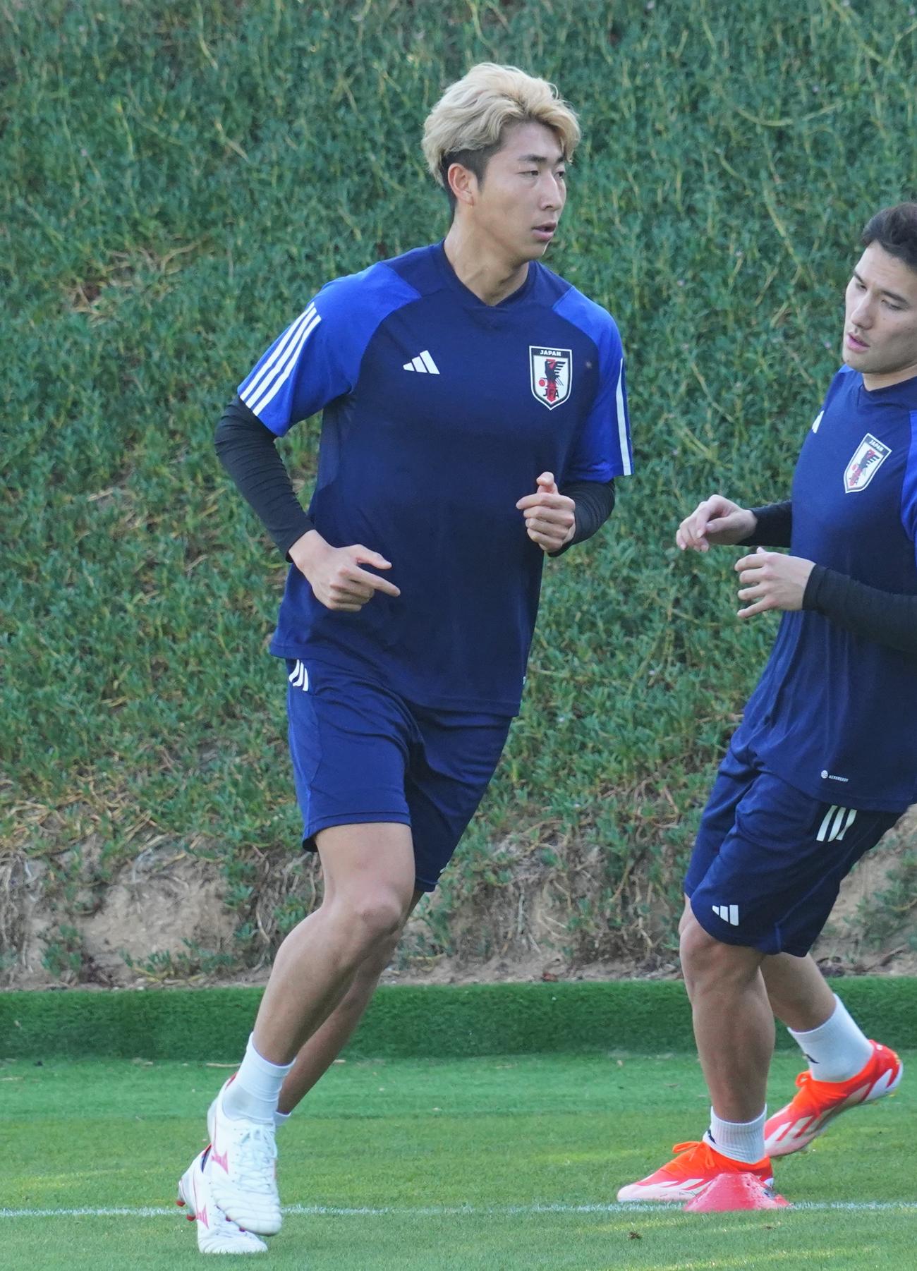 U－23アジア杯カタール大会の1次リーグ第2戦のU－23UAE代表戦に向けて調整するU－23日本代表DF関根大輝（撮影・佐藤成）