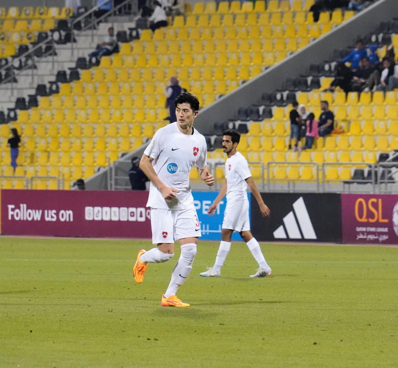 カタール1部カタールSC対アルラヤン戦に出場したアルラヤンの日本代表DF谷口彰悟（撮影・佐藤成）