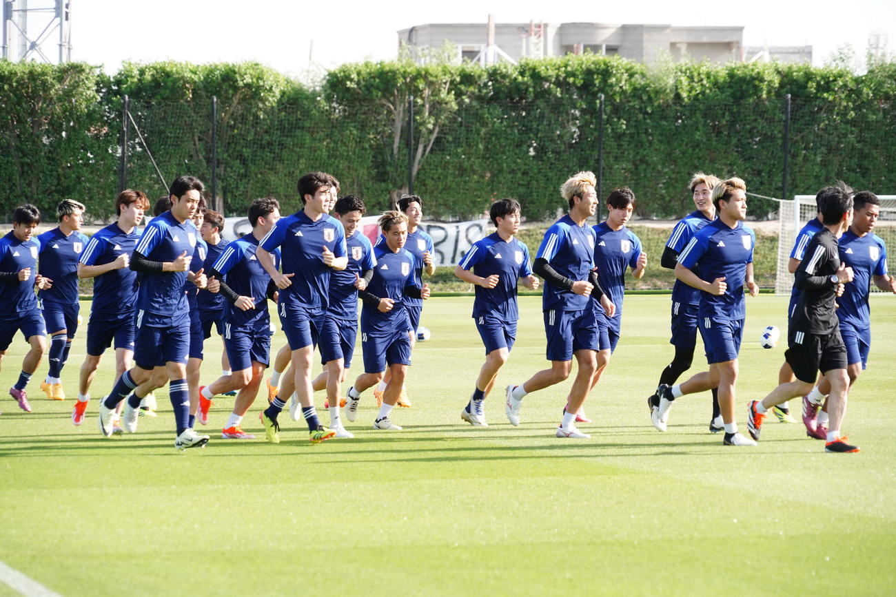 U－23アジア杯カタール大会準々決勝カタール戦に向けて調整するU－23日本代表（撮影・佐藤成）