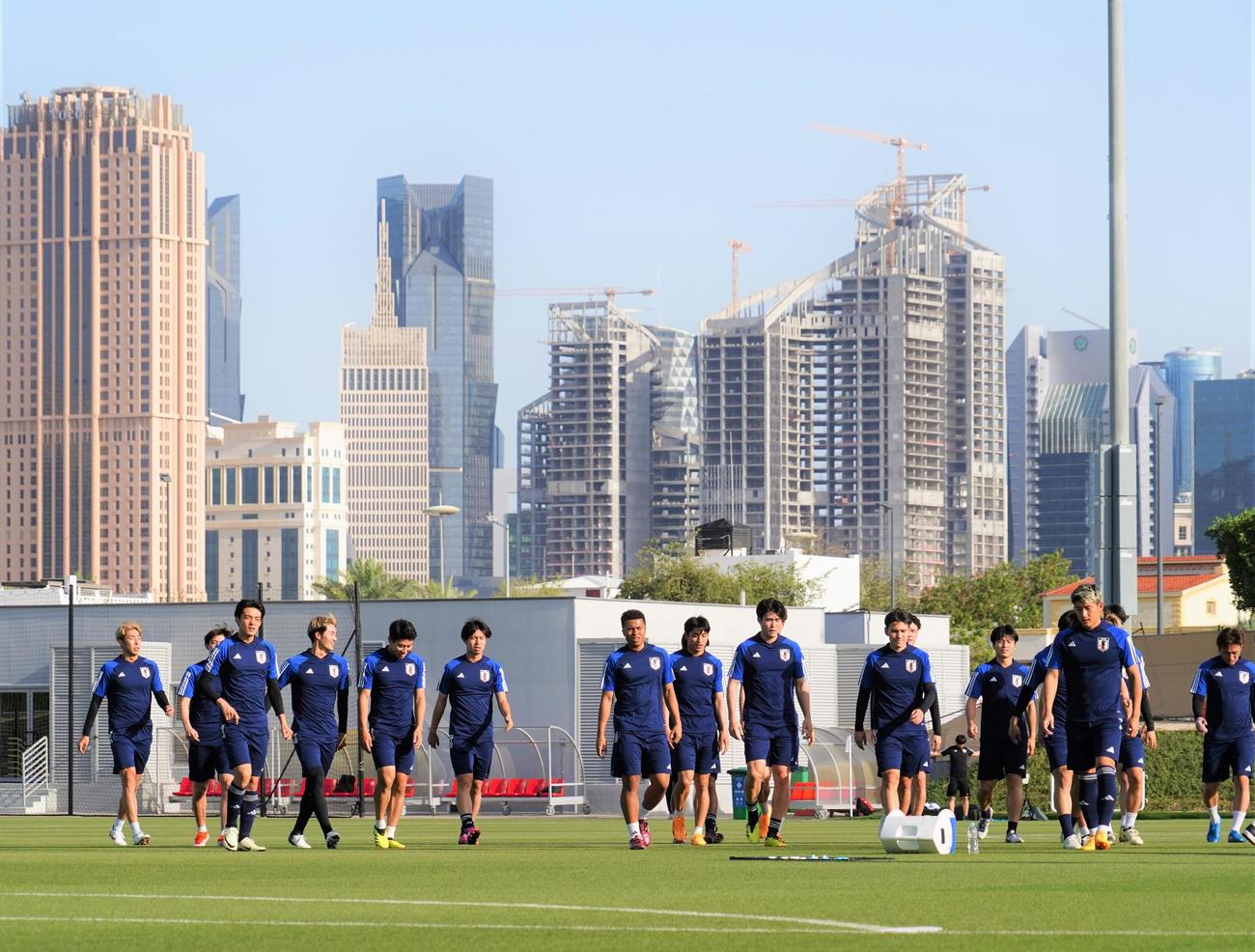 U－23アジア杯カタール大会準々決勝カタール戦に向けて調整するU－23日本代表（撮影・佐藤成）