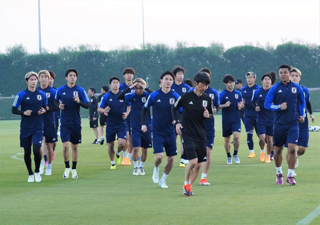 U－23アジア杯カタール大会準決勝イラク戦に向けて調整するU－23日本代表（撮影・佐藤成）