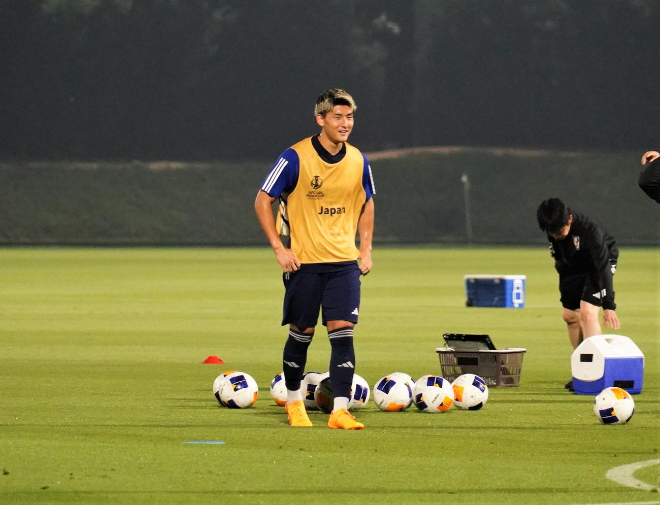 U－23アジア杯カタール大会準決勝イラク戦に向けて調整するU－23日本代表DF西尾隆矢（撮影・佐藤成）