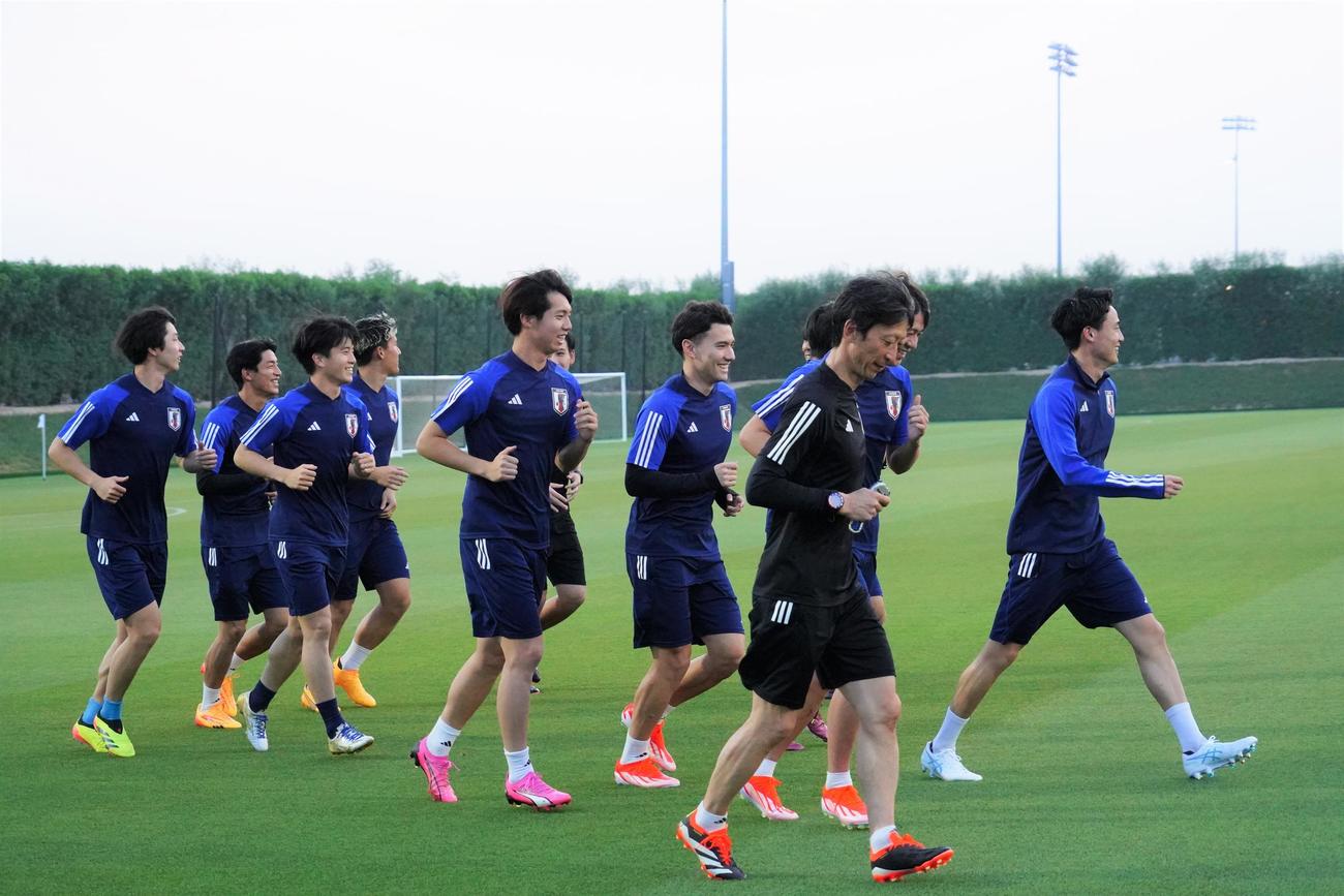 U－23アジア杯カタール大会決勝ウズベキスタン戦に向けて調整するU－23日本代表（撮影・佐藤成）