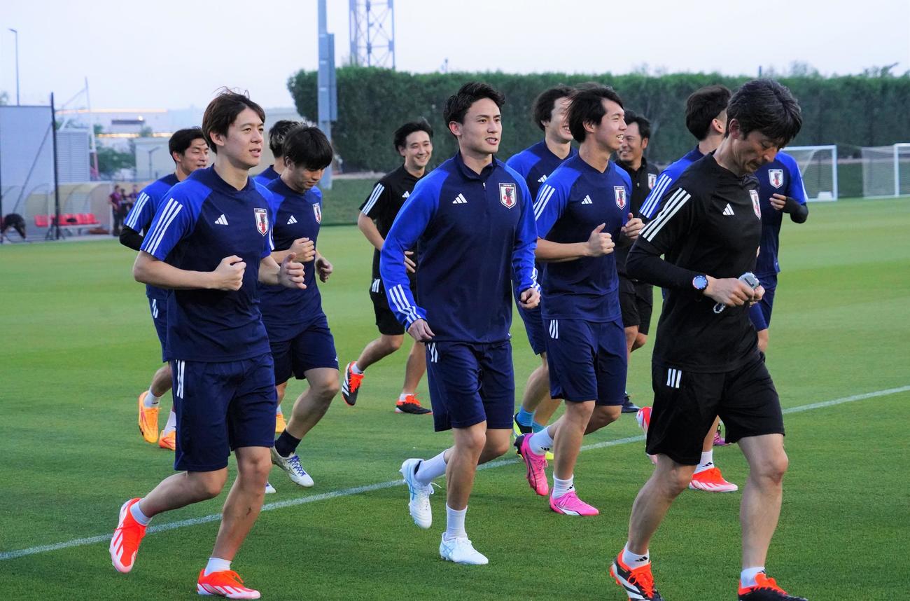 U－23アジア杯カタール大会決勝ウズベキスタン戦に向けて調整するU－23日本代表（撮影・佐藤成）